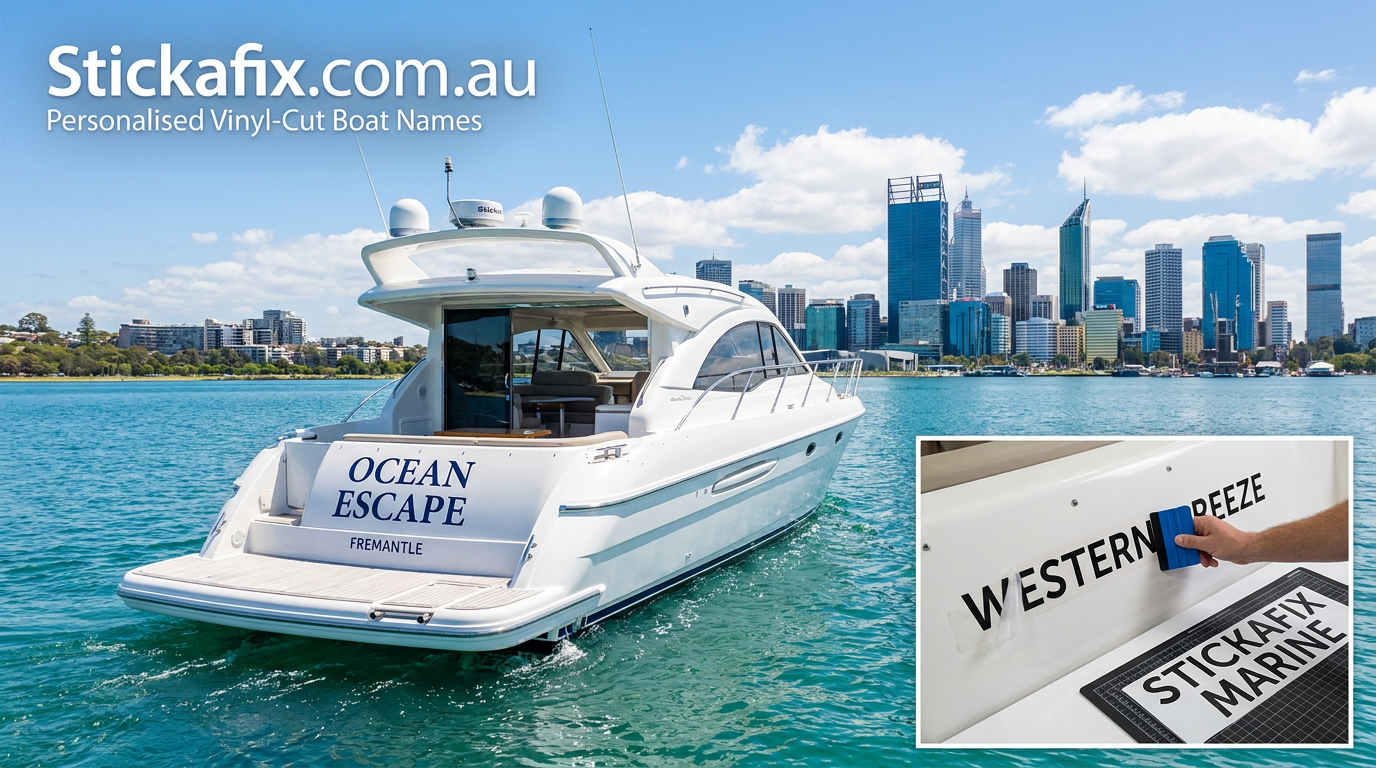 Custom Boat Name Stickers WA: Personalised Vinyl Boat Names & Marine Decals in Perth