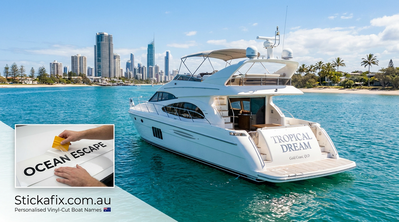 Custom Boat Name Stickers Queensland: Personalised Vinyl Boat Names for Boats & Yachts