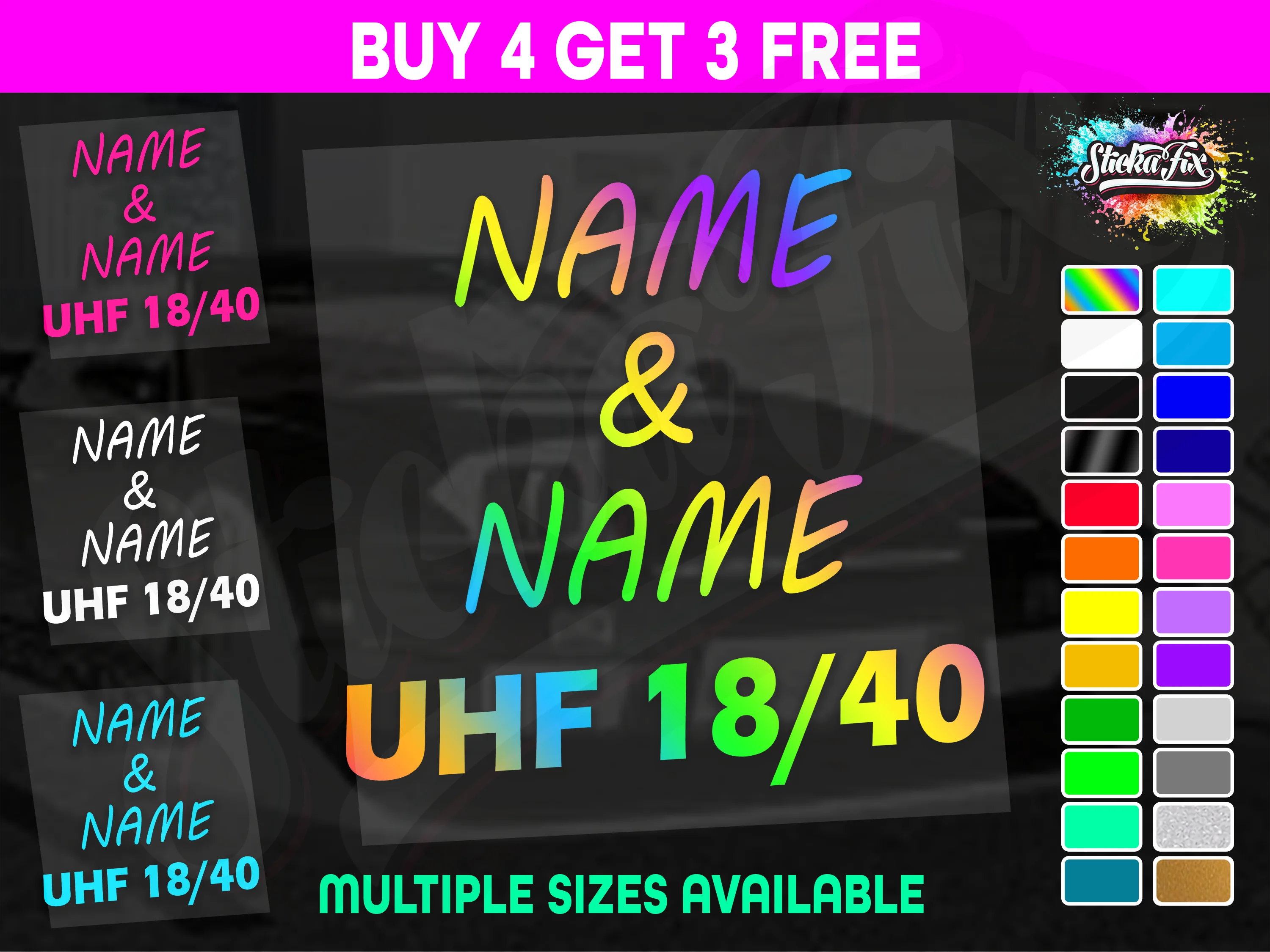 UHF 40 Sticker Your Names & Channel Number Radio Decal Caravan 4x4 4wd motorhome
