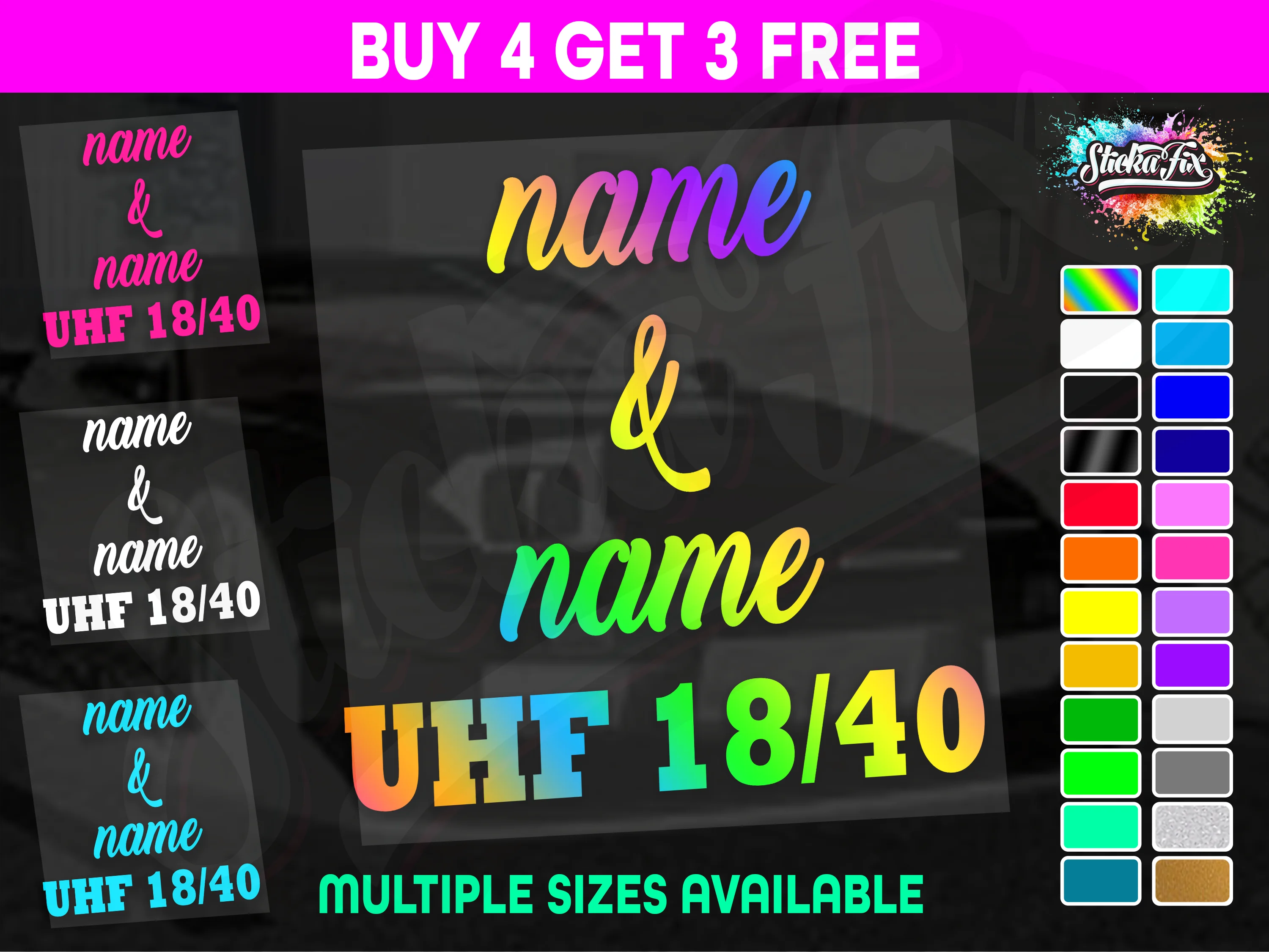 UHF 40 Sticker Your Names & Channel Number Radio Decal Caravan 4x4 4wd motorhome
