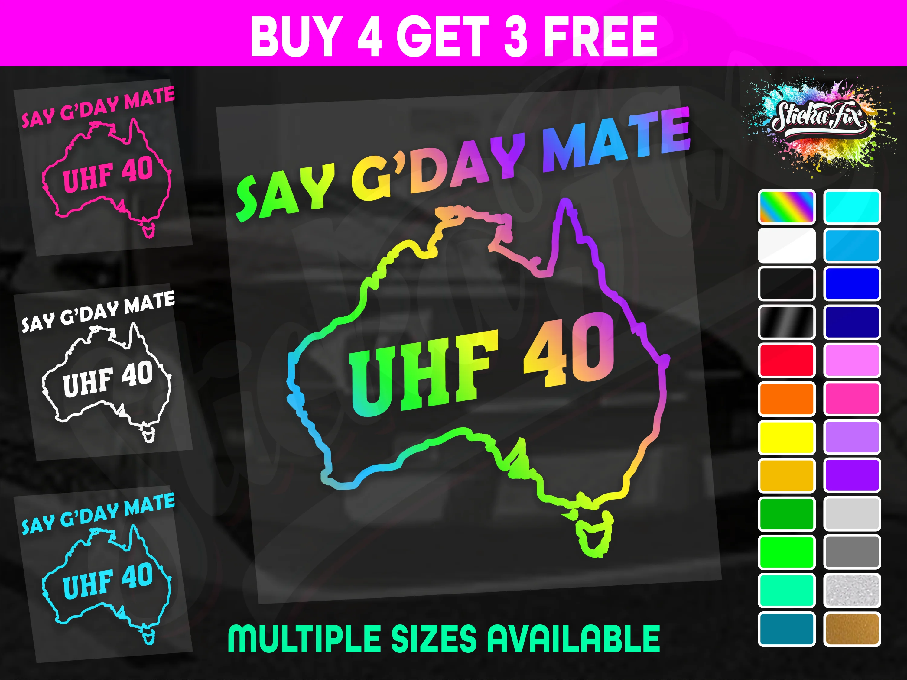 UHF 40 Sticker Your Channel Number Radio Decal Caravan 4x4 4wd motorhome