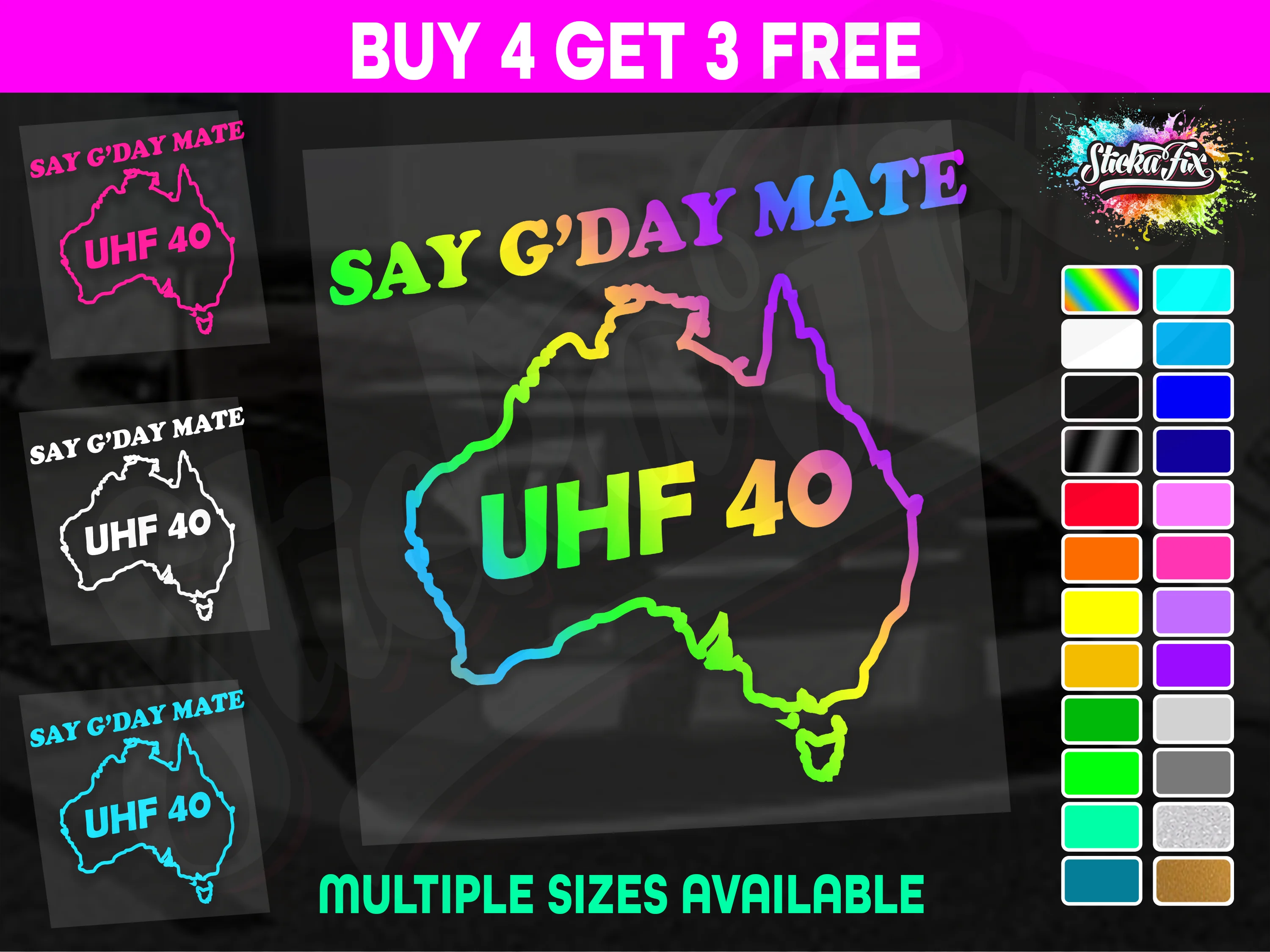 UHF 40 Sticker Your Channel Number Radio Decal Caravan 4x4 4wd motorhome