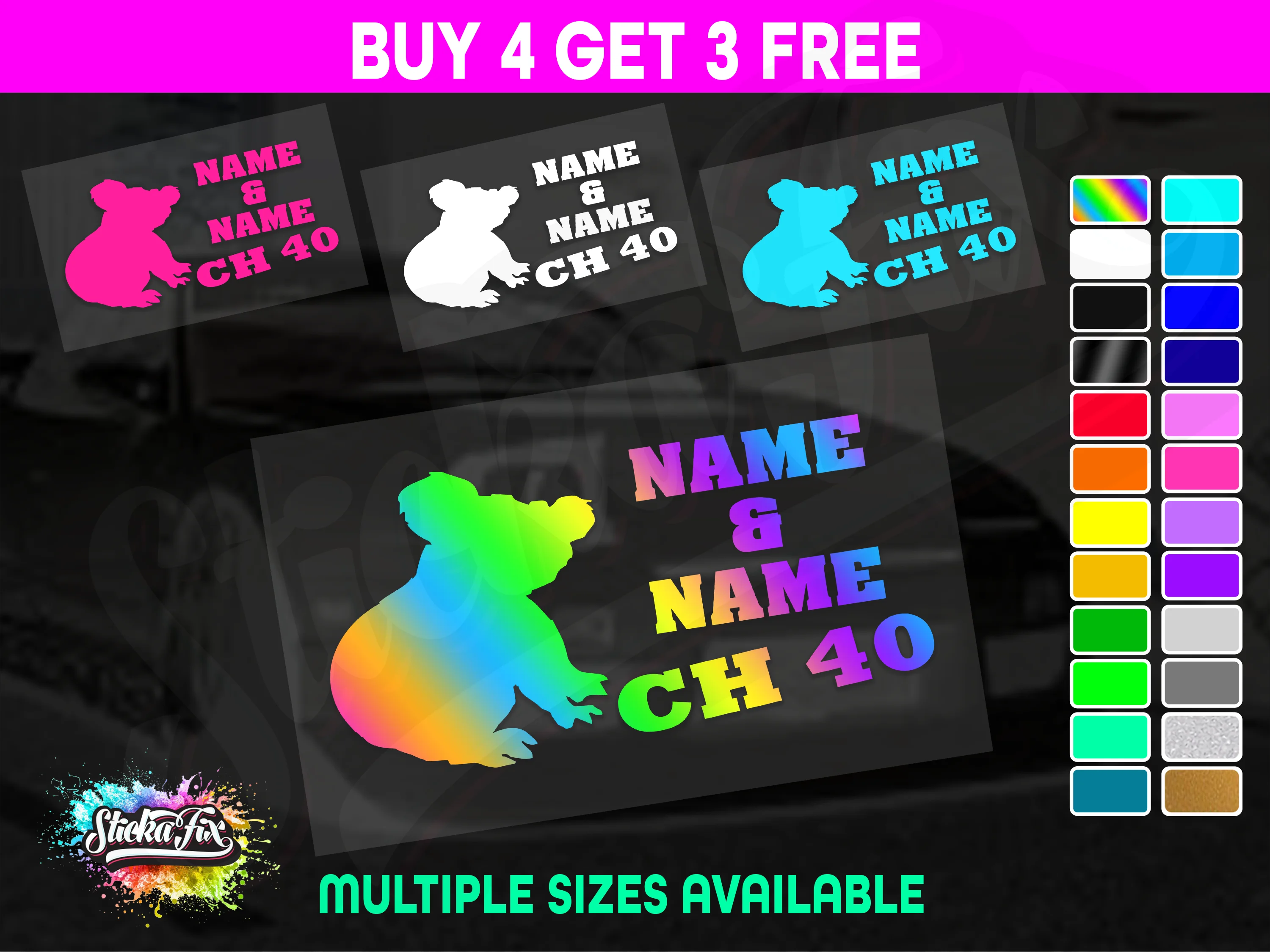 UHF 40 Sticker Your Names & Channel Number Radio Decal Caravan 4x4 4wd motorhome