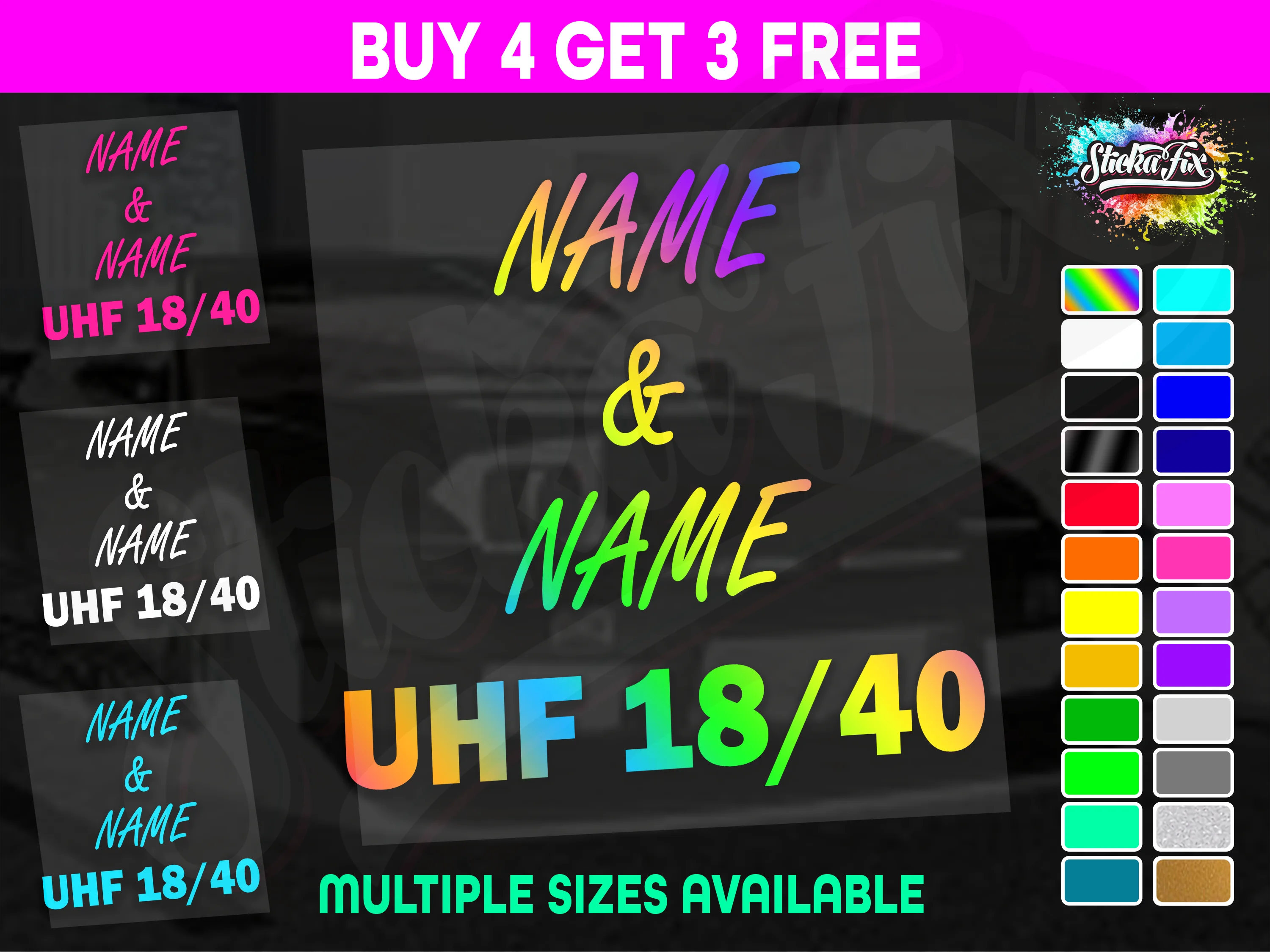 UHF 40 Sticker Your Names & Channel Number Radio Decal Caravan 4x4 4wd motorhome