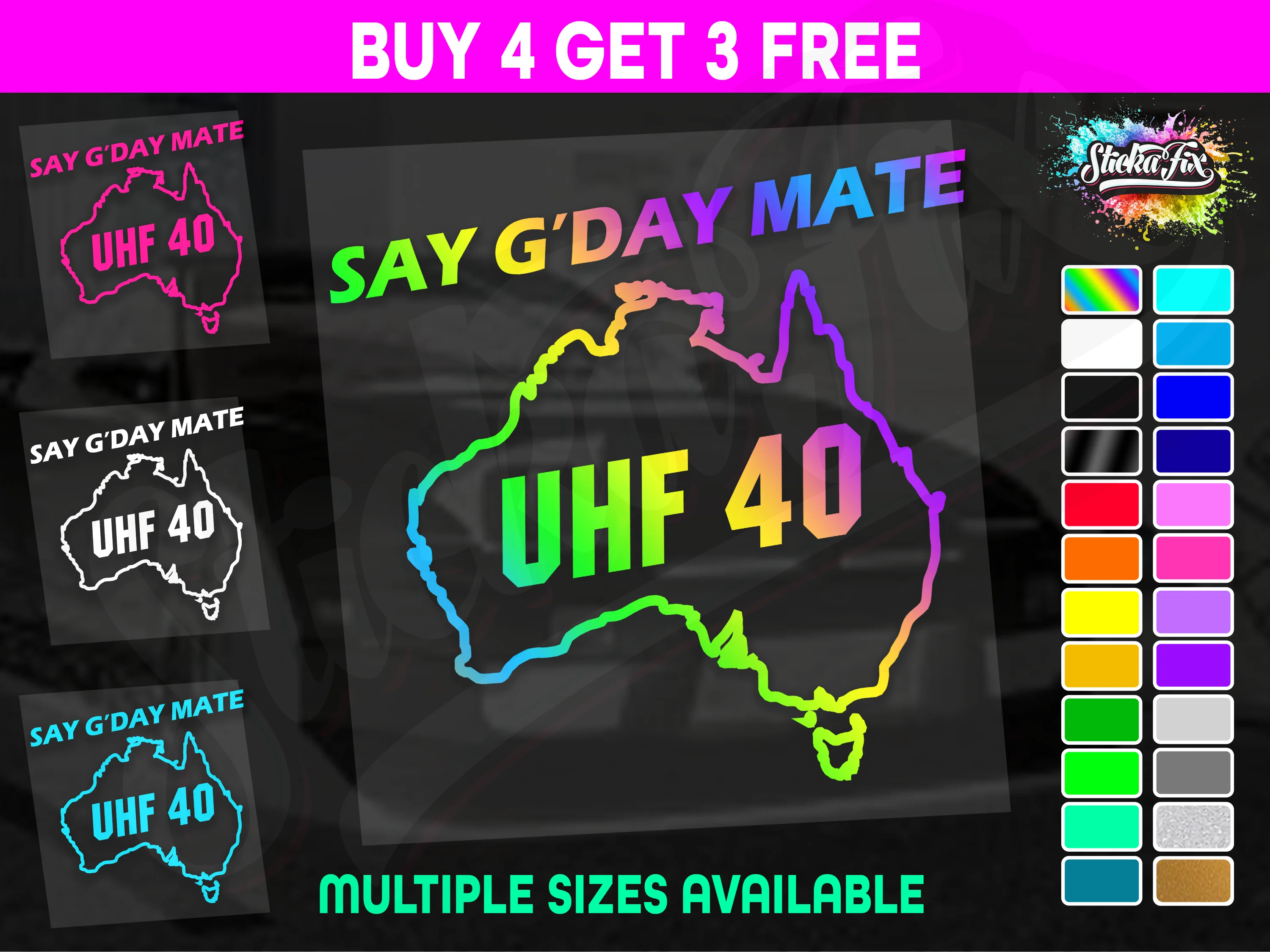 UHF 40 Sticker Your Channel Number Radio Decal Caravan 4x4 4wd motorhome