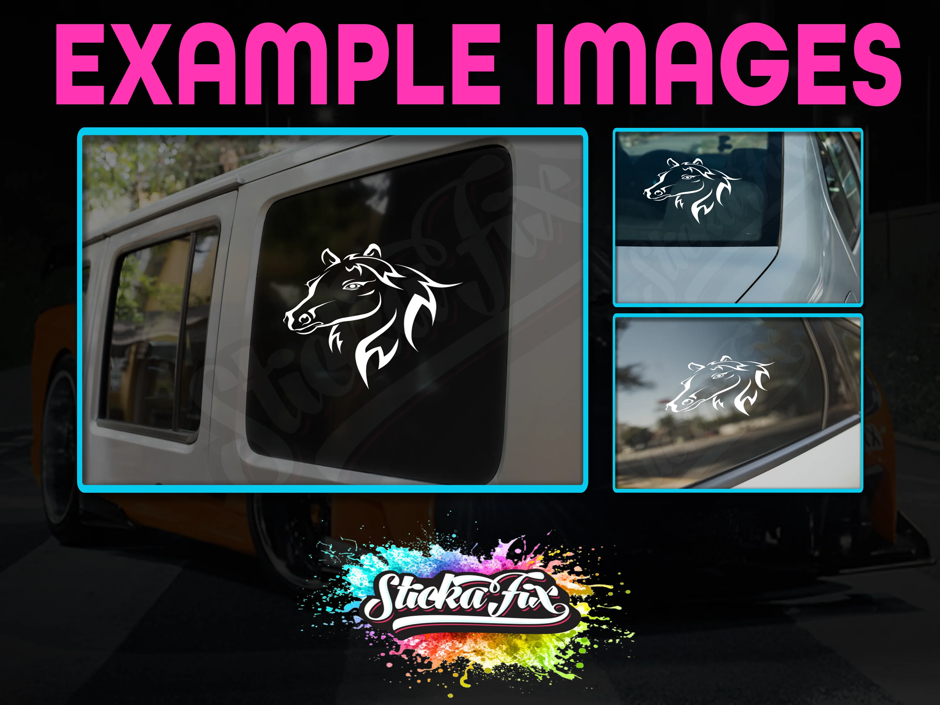 Horse Head Outline 4X4 car vinyl STICKER funny DECAL 4WD Float Truck Farm Van Outback Caravan