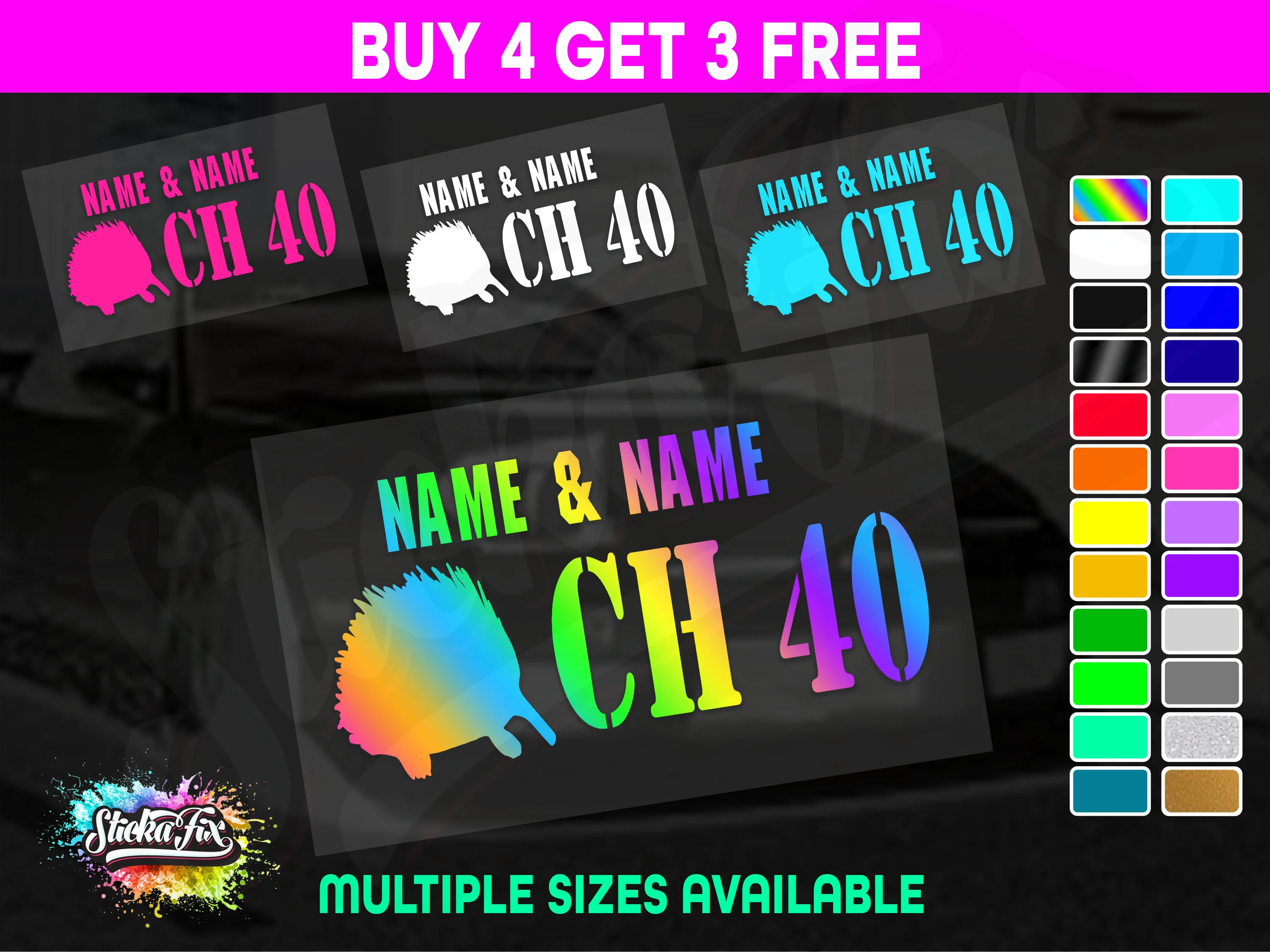 UHF 40 Sticker Your Names & Channel Number Radio Decal Caravan 4x4 4wd motorhome