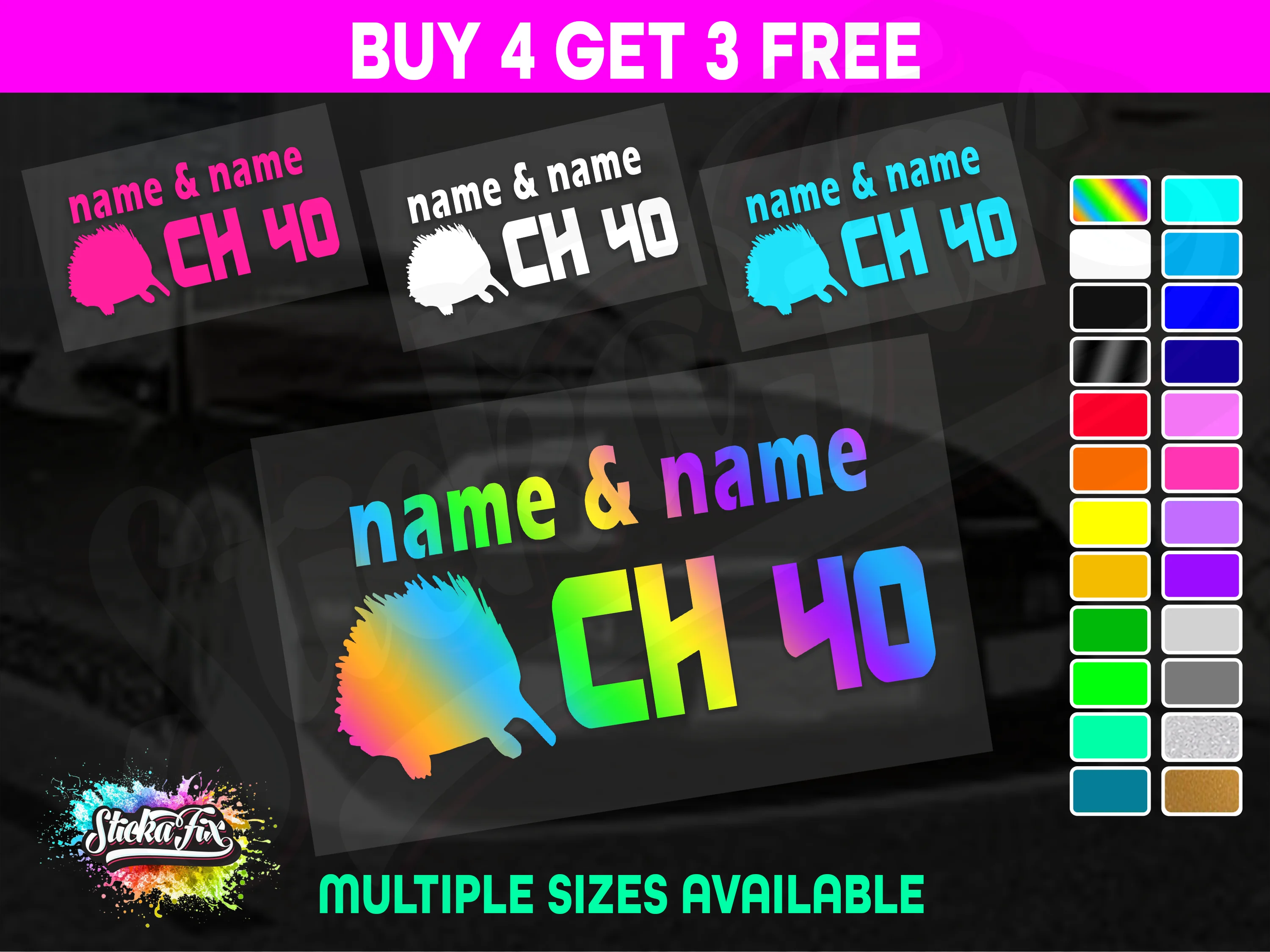 UHF 40 Sticker Your Names & Channel Number Radio Decal Caravan 4x4 4wd motorhome