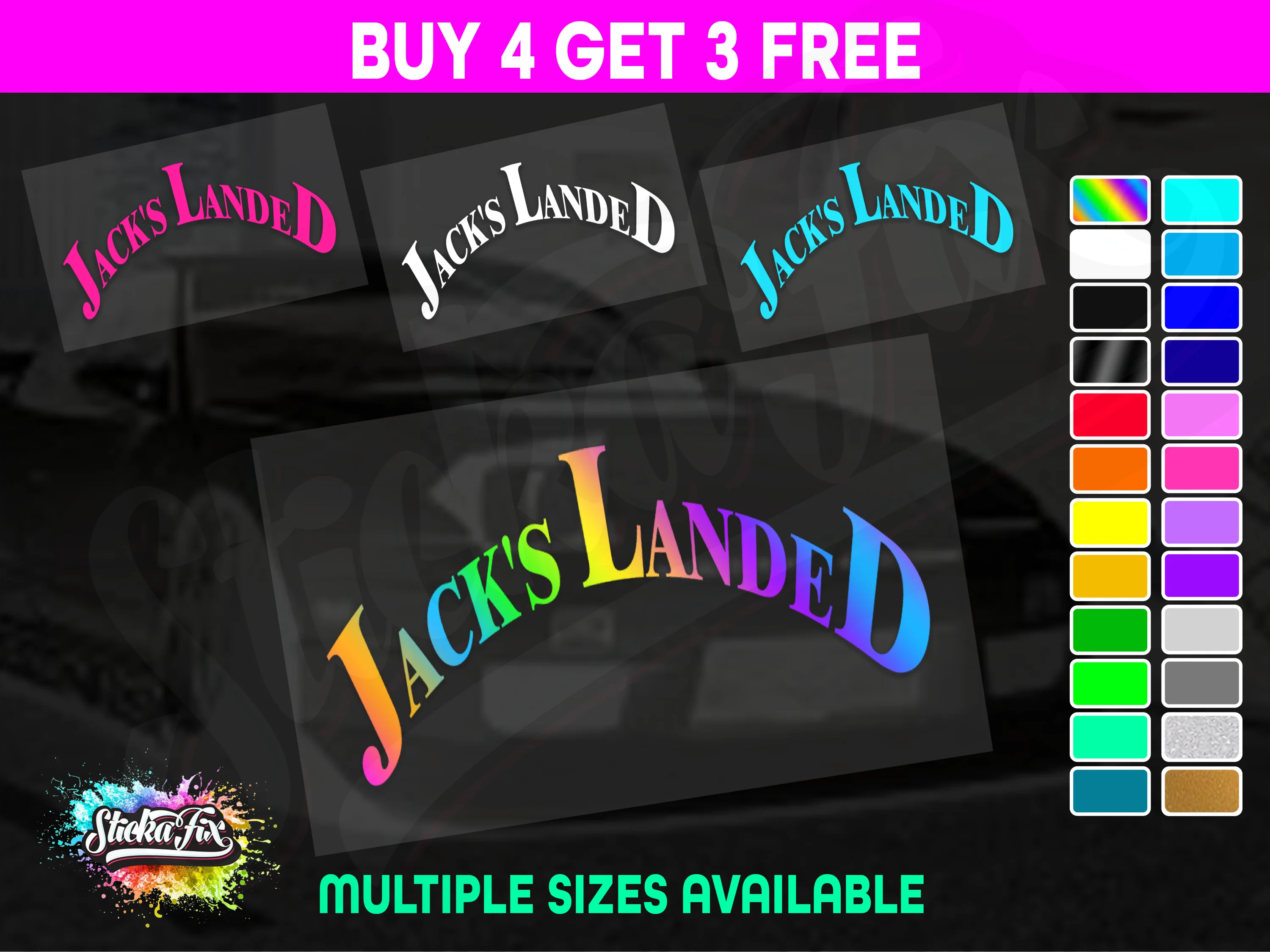 Jack's Landed 4X4 car vinyl STICKER funny DECAL 4WD Ute Van JDM Truck Drift