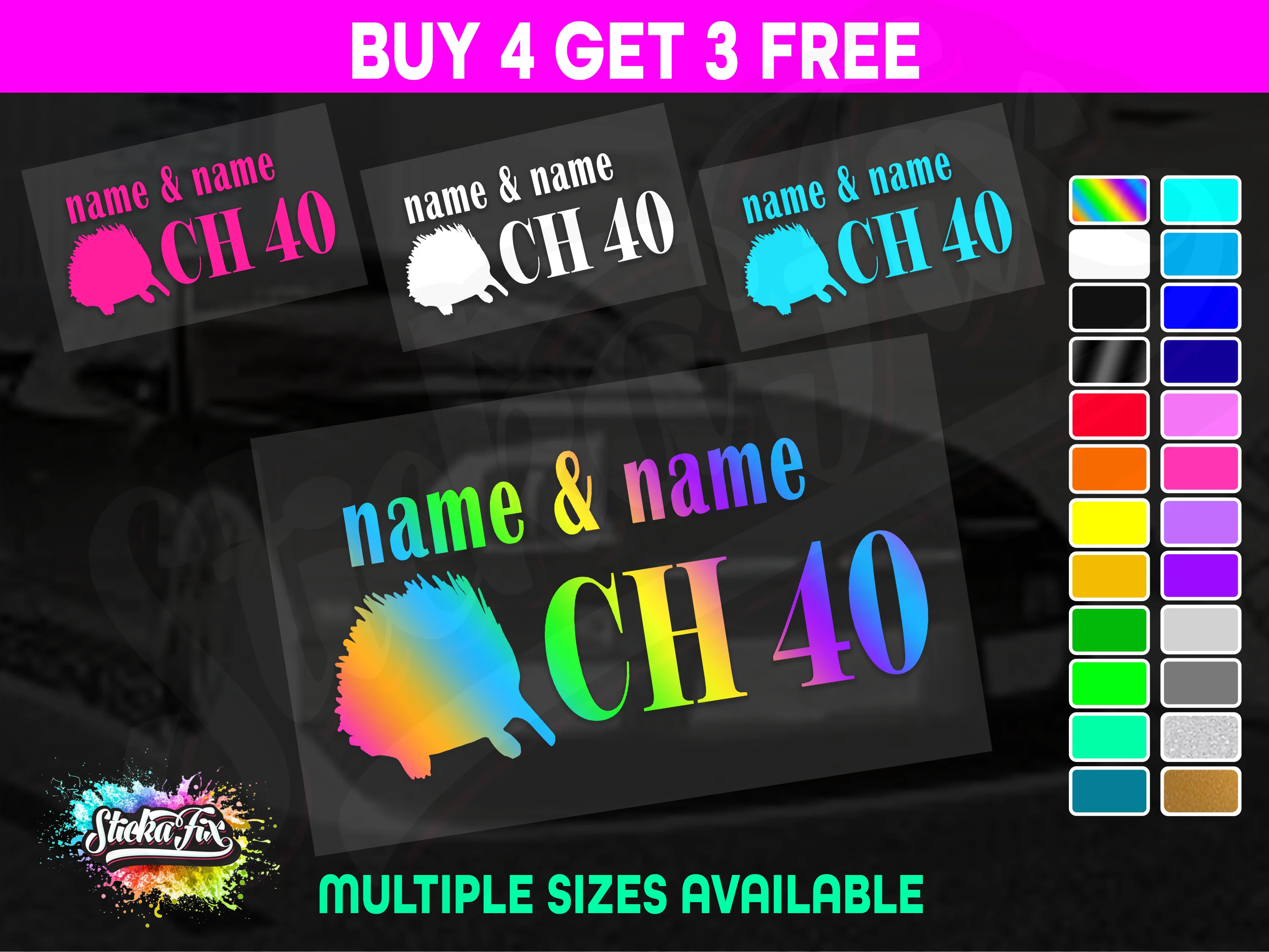 UHF 40 Sticker Your Names & Channel Number Radio Decal Caravan 4x4 4wd motorhome