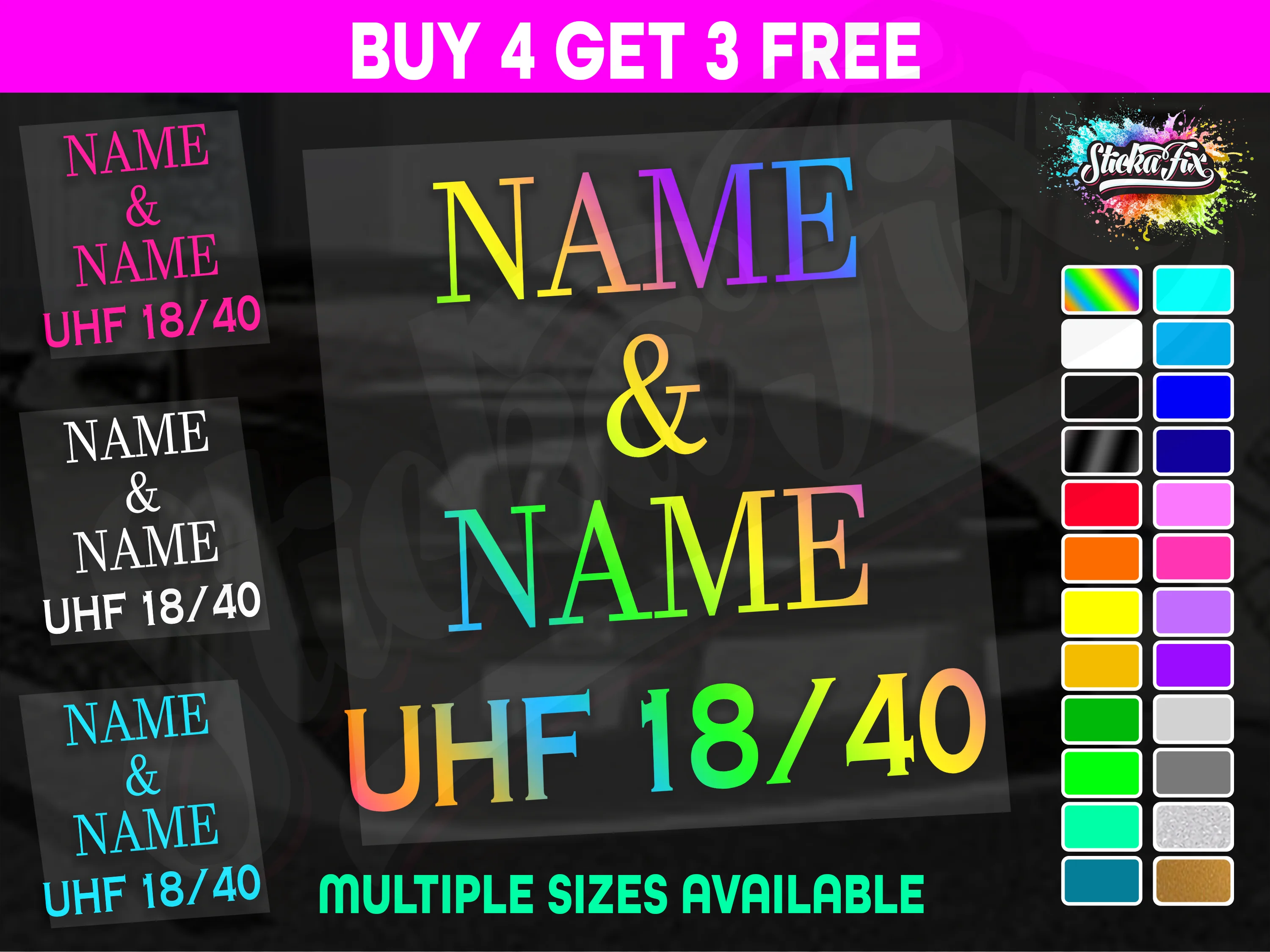 UHF 40 Sticker Your Names & Channel Number Radio Decal Caravan 4x4 4wd motorhome