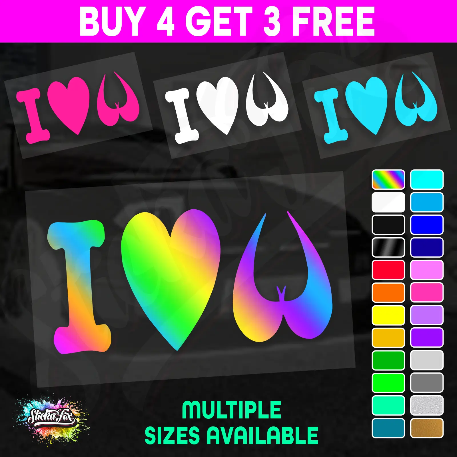I Heart Boobs Solid 4X4 car vinyl STICKER funny DECAL 4WD Ute Van JDM Truck Drift