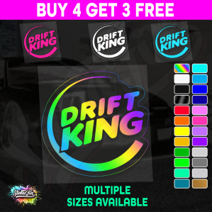 Drift King 4X4 car vinyl STICKER funny DECAL 4WD Van Ute Drift Truck - Image 1