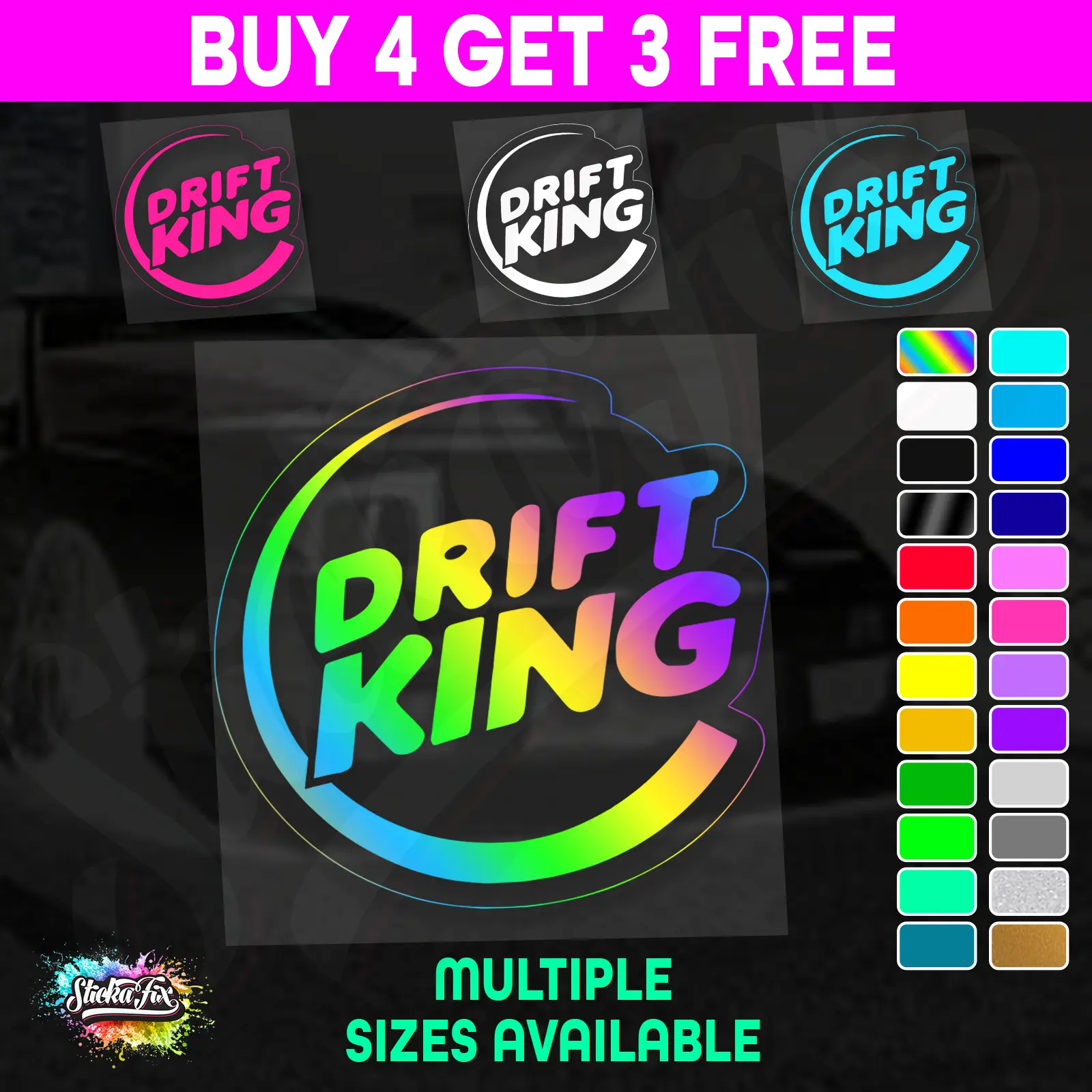 Drift King 4X4 car vinyl STICKER funny DECAL 4WD Van Ute Drift Truck
