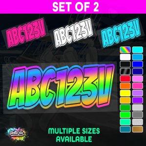 2x Jetski Rego Sticker Decals Set 100mm High Vinyl Registration 125mm 150mm