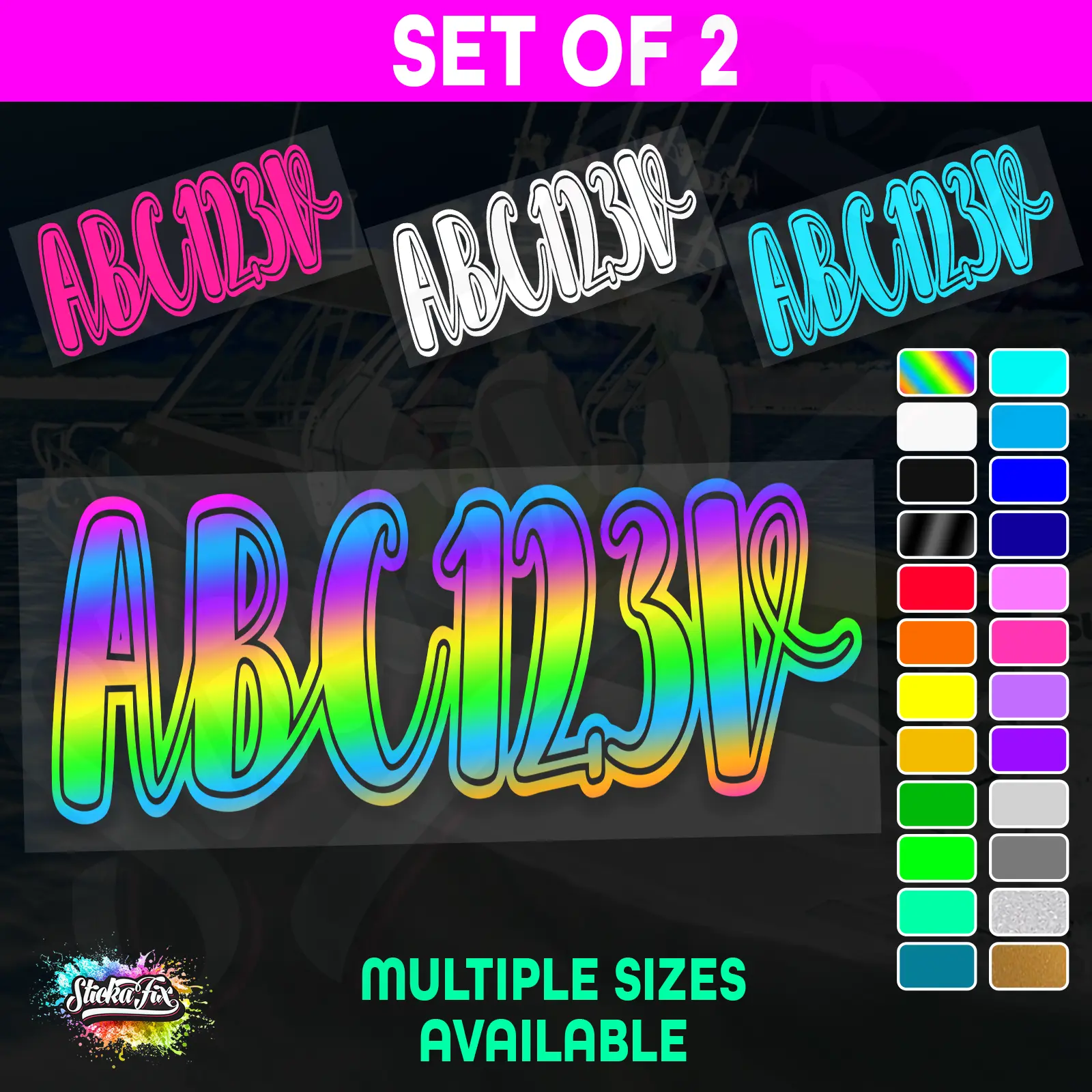 2x Boat Rego Sticker Decals Set 150mm High Vinyl Registration 200mm 250mm 300mm