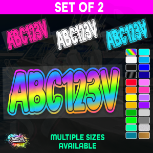 2x Jetski Rego Sticker Decals Set 100mm High Vinyl Registration 125mm 150mm