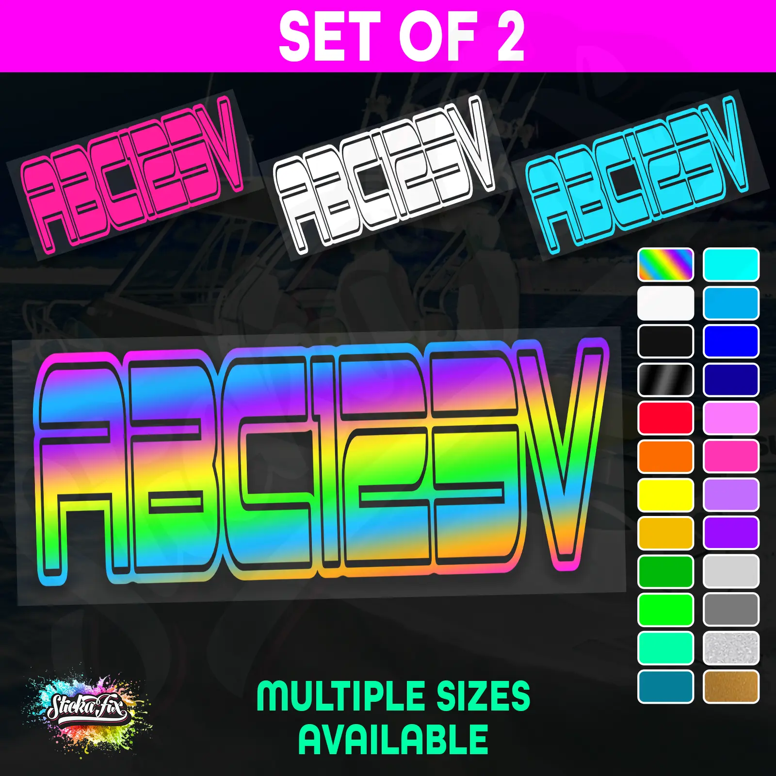 2x Jetski Rego Sticker Decals Set 100mm High Vinyl Registration 125mm 150mm