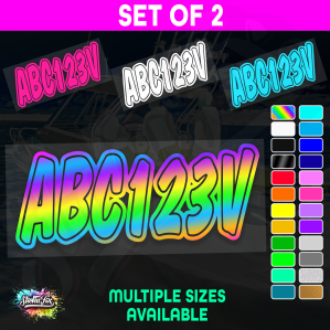 2x Jetski Rego Sticker Decals Set 100mm High Vinyl Registration 125mm 150mm
