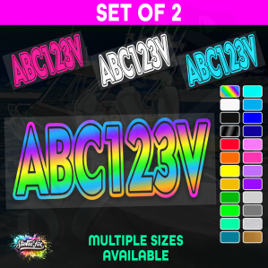 2x Jetski Rego Sticker Decals Set 100mm High Vinyl Registration 125mm 150mm