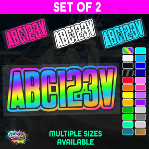 2x Jetski Rego Sticker Decals Set 100mm High Vinyl Registration 125mm 150mm