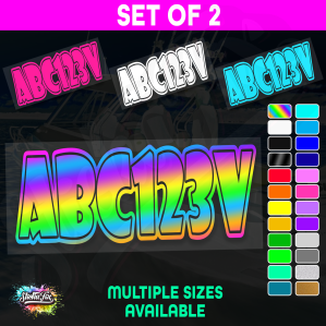 2x Jetski Rego Sticker Decals Set 100mm High Vinyl Registration 125mm 150mm