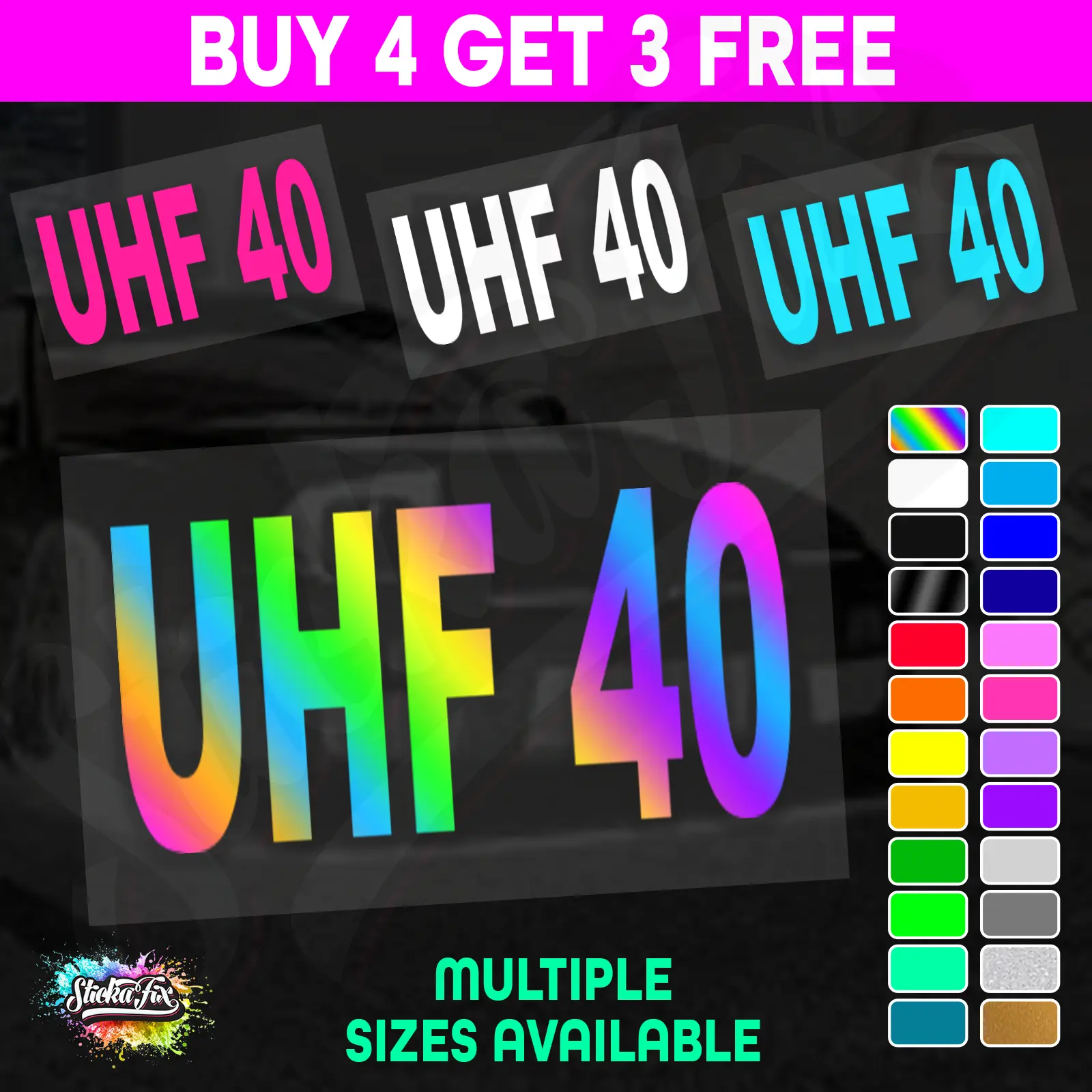 UHF 40 Sticker Your Channel Number Radio Decal Caravan 4x4 4wd motorhome