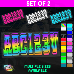 2x Boat Rego Sticker Decals Set 150mm High Vinyl Registration 200mm 250mm 300mm
