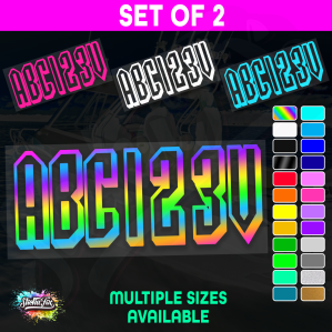 2x Boat Rego Sticker Decals Set 150mm High Vinyl Registration 200mm 250mm 300mm