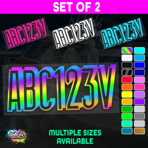 2x Boat Rego Sticker Decals Set 150mm High Vinyl Registration 200mm 250mm 300mm