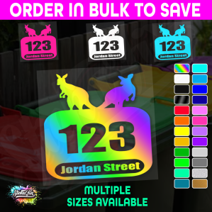 Custom Bin Sticker Street Name Number Wheelie Garbage Rubbish Vinyl Decal