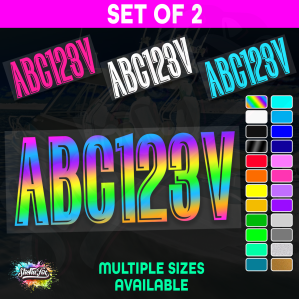 2x Jetski Rego Sticker Decals Set 100mm High Vinyl Registration 125mm 150mm