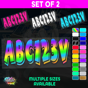 2x Boat Rego Sticker Decals Set 150mm High Vinyl Registration 200mm 250mm 300mm