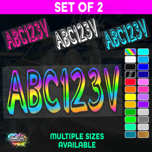 2x Boat Rego Sticker Decals Set 150mm High Vinyl Registration 200mm 250mm 300mm