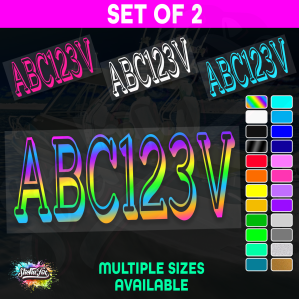 2x Boat Rego Sticker Decals Set 150mm High Vinyl Registration 200mm 250mm 300mm