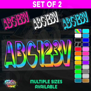 2x Boat Rego Sticker Decals Set 150mm High Vinyl Registration 200mm 250mm 300mm