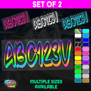 2x Boat Rego Sticker Decals Set 150mm High Vinyl Registration 200mm 250mm 300mm