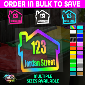 Custom Bin Sticker Street Name Number Wheelie Garbage Rubbish Vinyl Decal