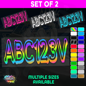 2x Jetski Rego Sticker Decals Set 100mm High Vinyl Registration 125mm 150mm