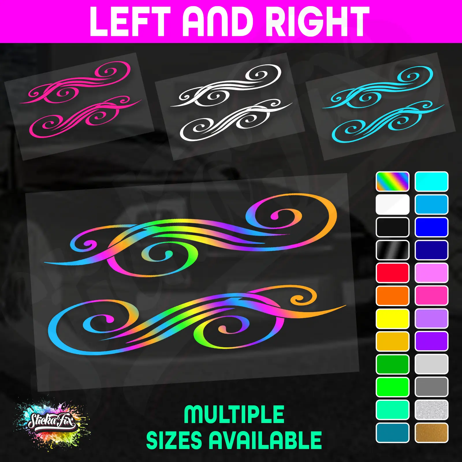 Car Horse Float Boat Truck Caravan Van Decorative Swirl Pinstripe Vinyl Sticker