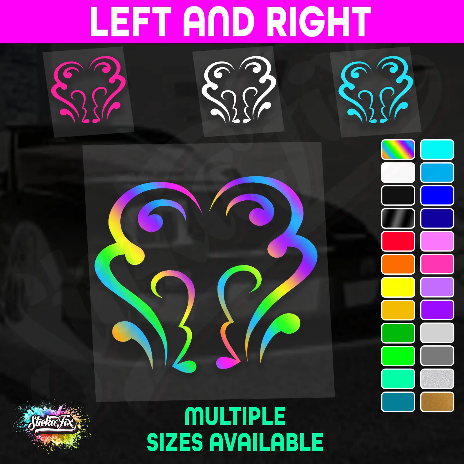 Car Horse Float Boat Truck Caravan Van Decorative Swirl Pinstripe Vinyl Sticker