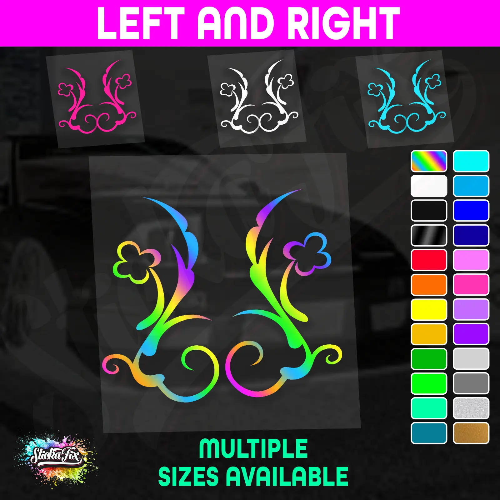Car Horse Float Boat Truck Caravan Van Decorative Swirl Pinstripe Vinyl Sticker