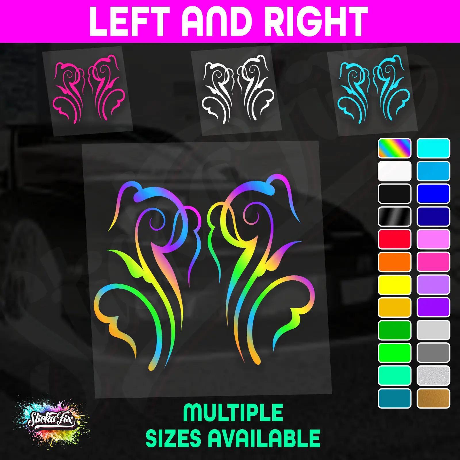 Car Horse Float Boat Truck Caravan Van Decorative Swirl Pinstripe Vinyl Sticker