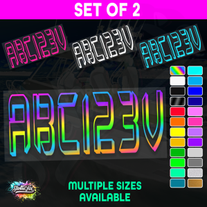 2x Jetski Rego Sticker Decals Set 100mm High Vinyl Registration 125mm 150mm