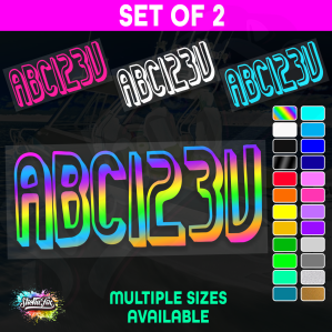 2x Jetski Rego Sticker Decals Set 100mm High Vinyl Registration 125mm 150mm