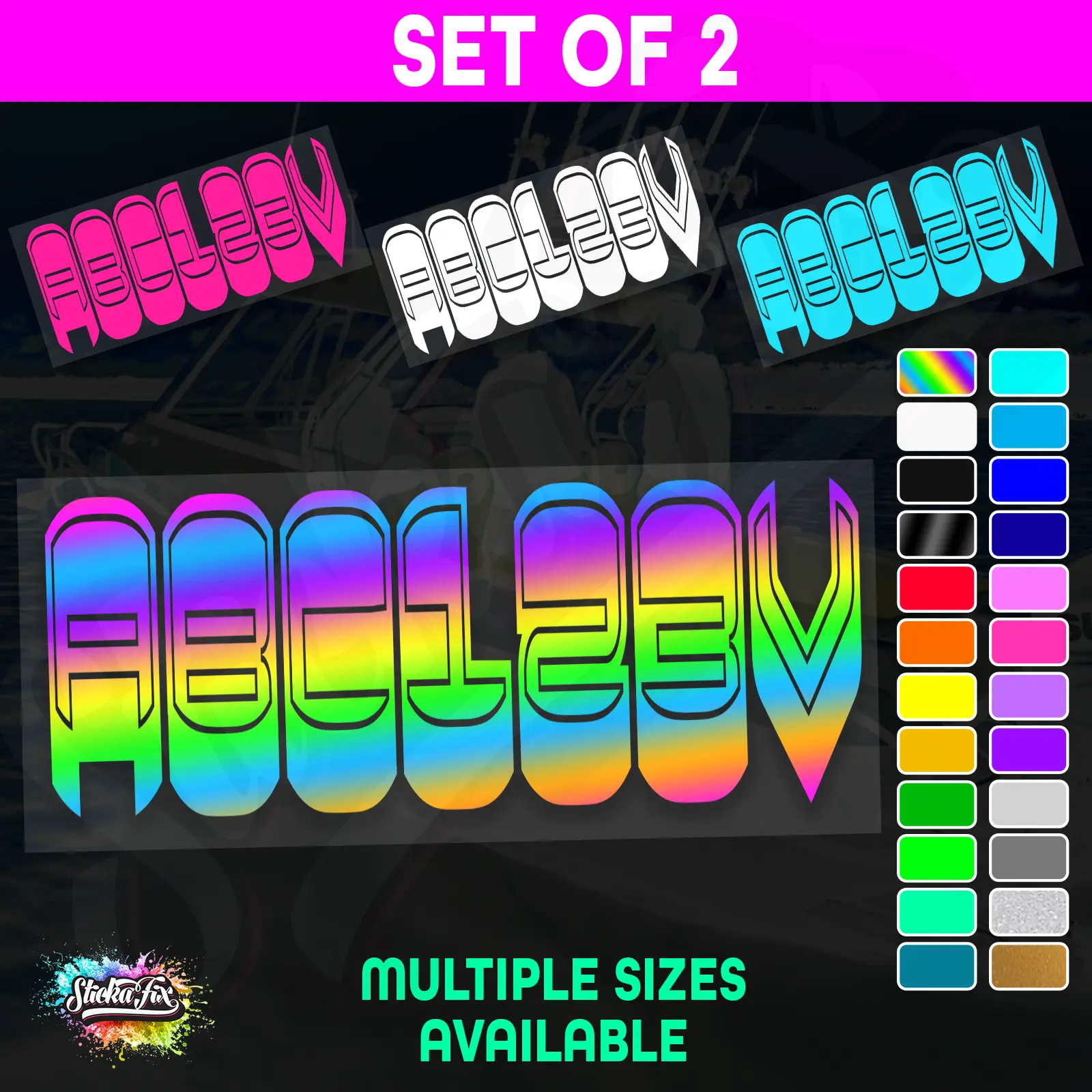 2x Boat Rego Sticker Decals Set 150mm High Vinyl Registration 200mm 250mm 300mm