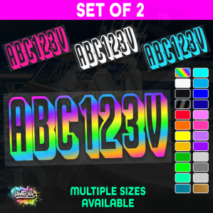 2x Boat Rego Sticker Decals Set 150mm High Vinyl Registration 200mm 250mm 300mm