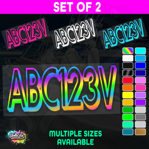 2x Boat Rego Sticker Decals Set 150mm High Vinyl Registration 200mm 250mm 300mm