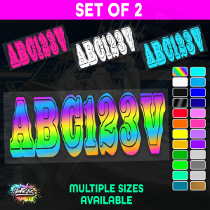 2x Jetski Rego Sticker Decals Set 100mm High Vinyl Registration 125mm 150mm