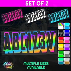 2x Jetski Rego Sticker Decals Set 100mm High Vinyl Registration 125mm 150mm